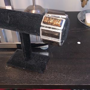 #2 Brown/tigers eye and silver stretch bracelet